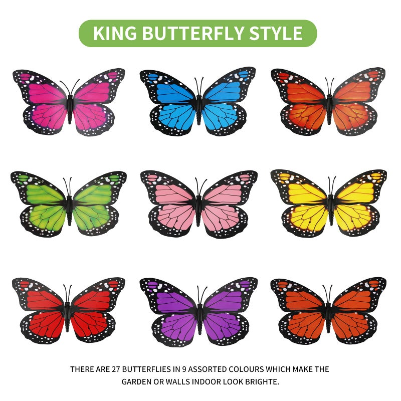KINGLAKE Butterfly Garden Stakes Yard Planter Colorful Butterfly Garden Ornaments Decorations for Garden Patio Party Decorations 27 Pcs Set - Image 4